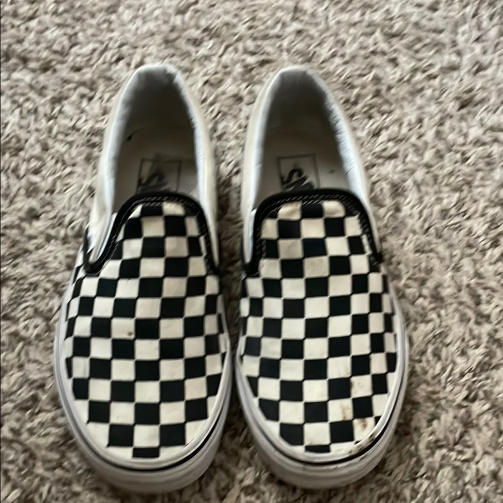 Vans Checkered Slip-On Shoes - Black and White